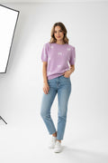 Plus Puff Short Sleeve Bow Pattern Sweater Top