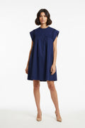 Drop Shoulder Pintuck Detail Mini Dress