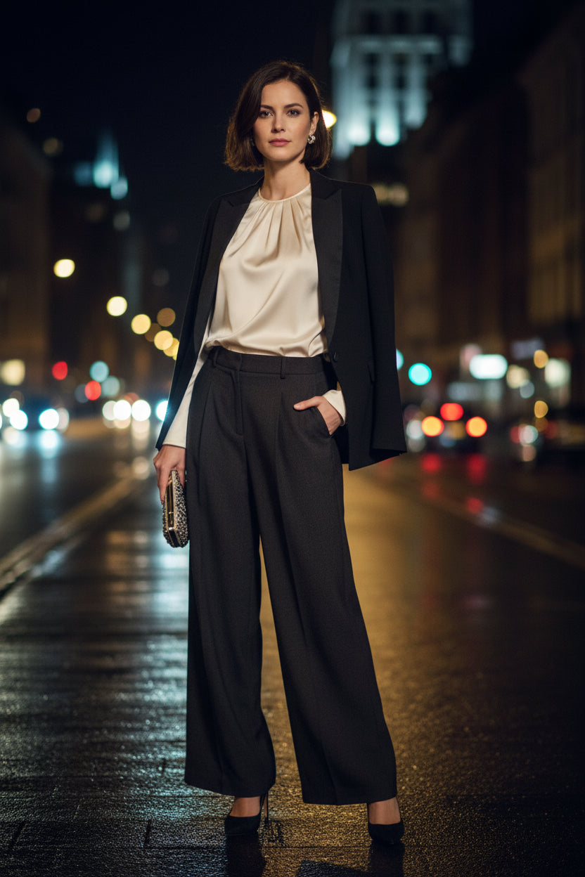 Wide Leg Pants with Back Zipper