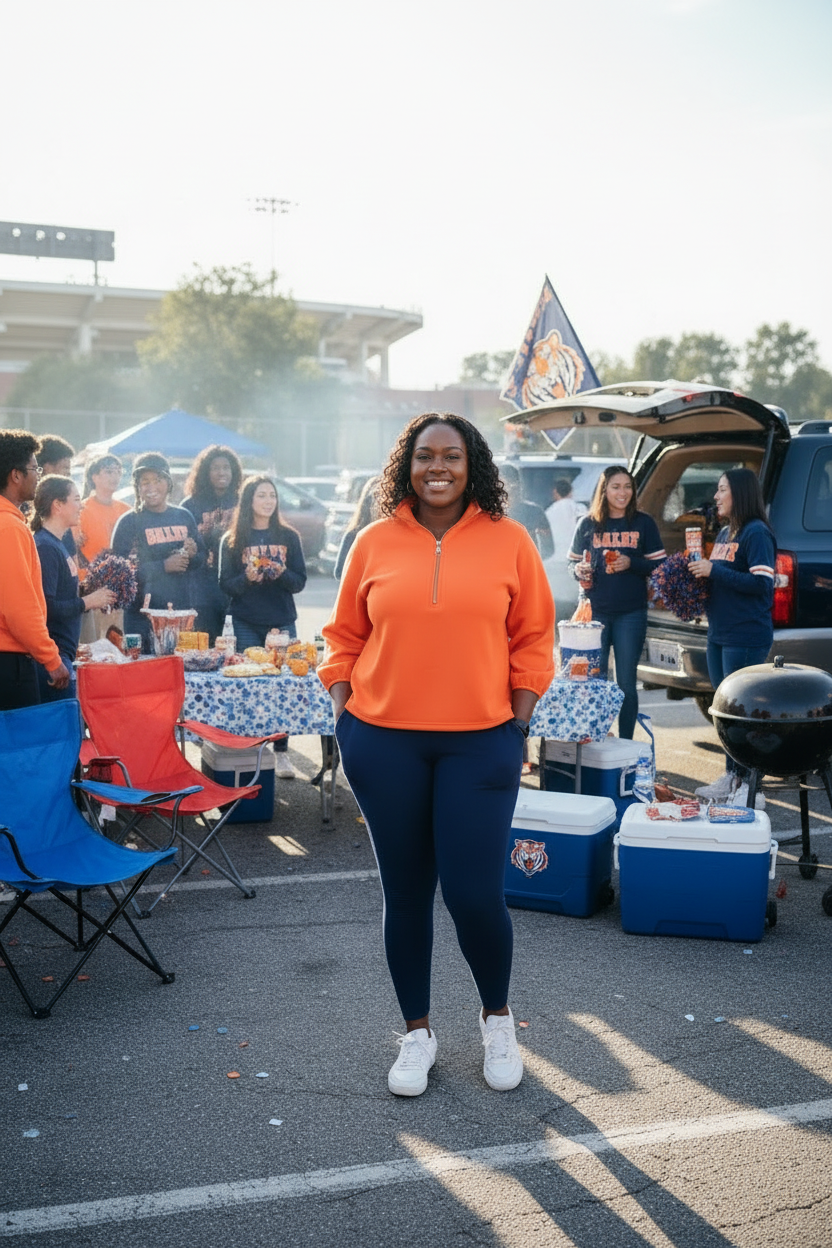 Game Day Half Sleeve Half-Zip Knit Top