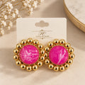 Dome Shape Stone & CCB Ball Earrings