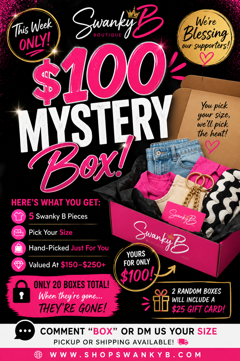 $100 Swanky B Mystery Box 🎁 (5 Items)