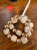 2 Row Square Bead & CCB Bracelet