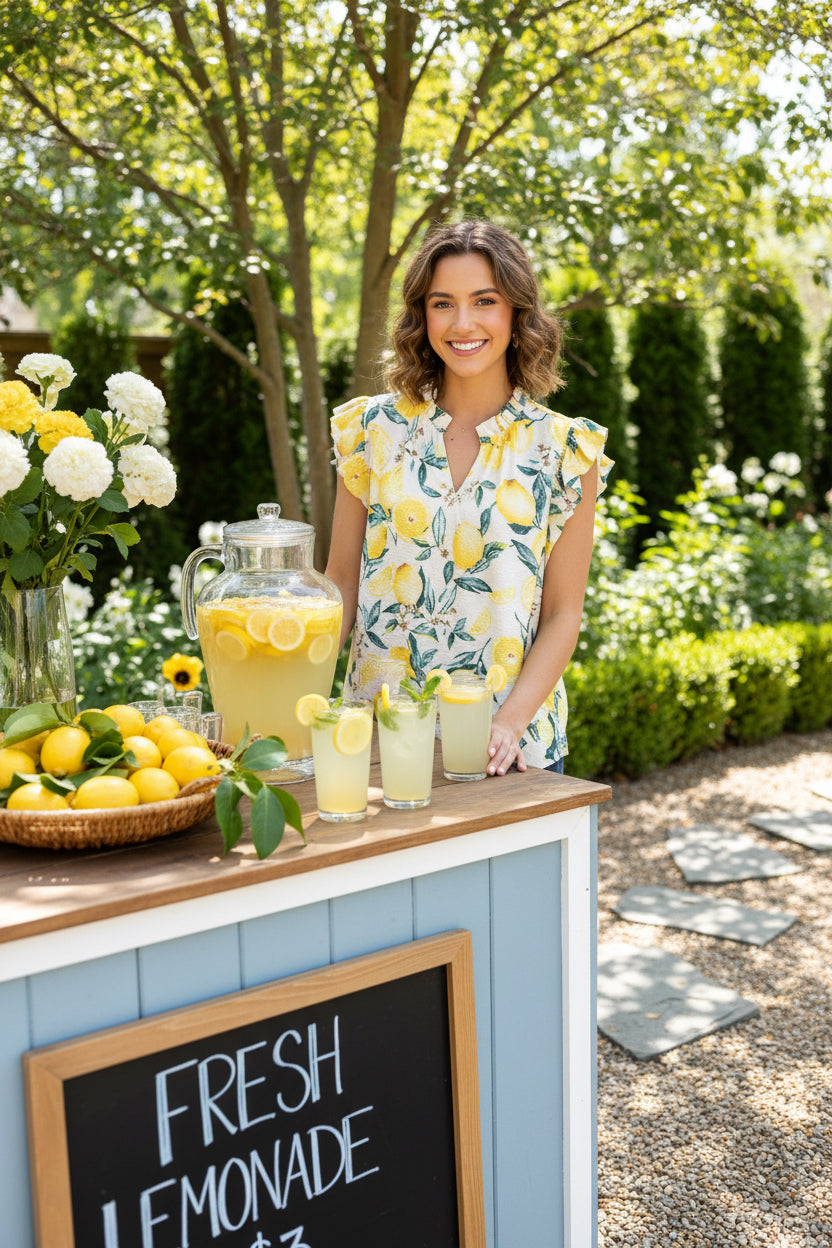 Limoncello Ruffle Sleeve Top