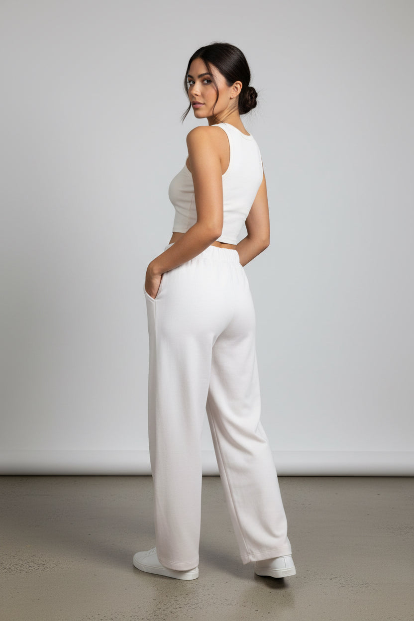 Wide-Leg Lounge Pants with Stretch Waistband