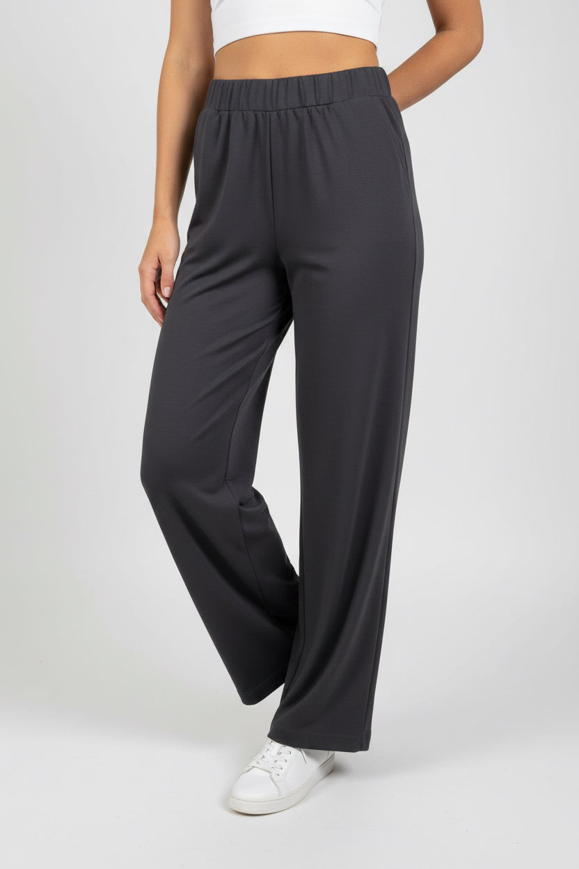 Wide-Leg Lounge Pants with Stretch Waistband