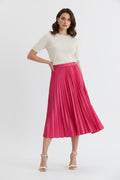 Pretty in Pink Pleated Midi Skirt