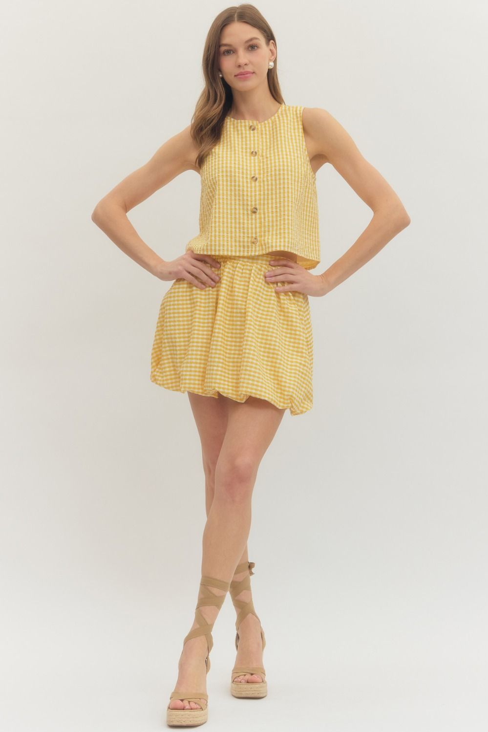 Sunny Days Gingham Bubble Skirt