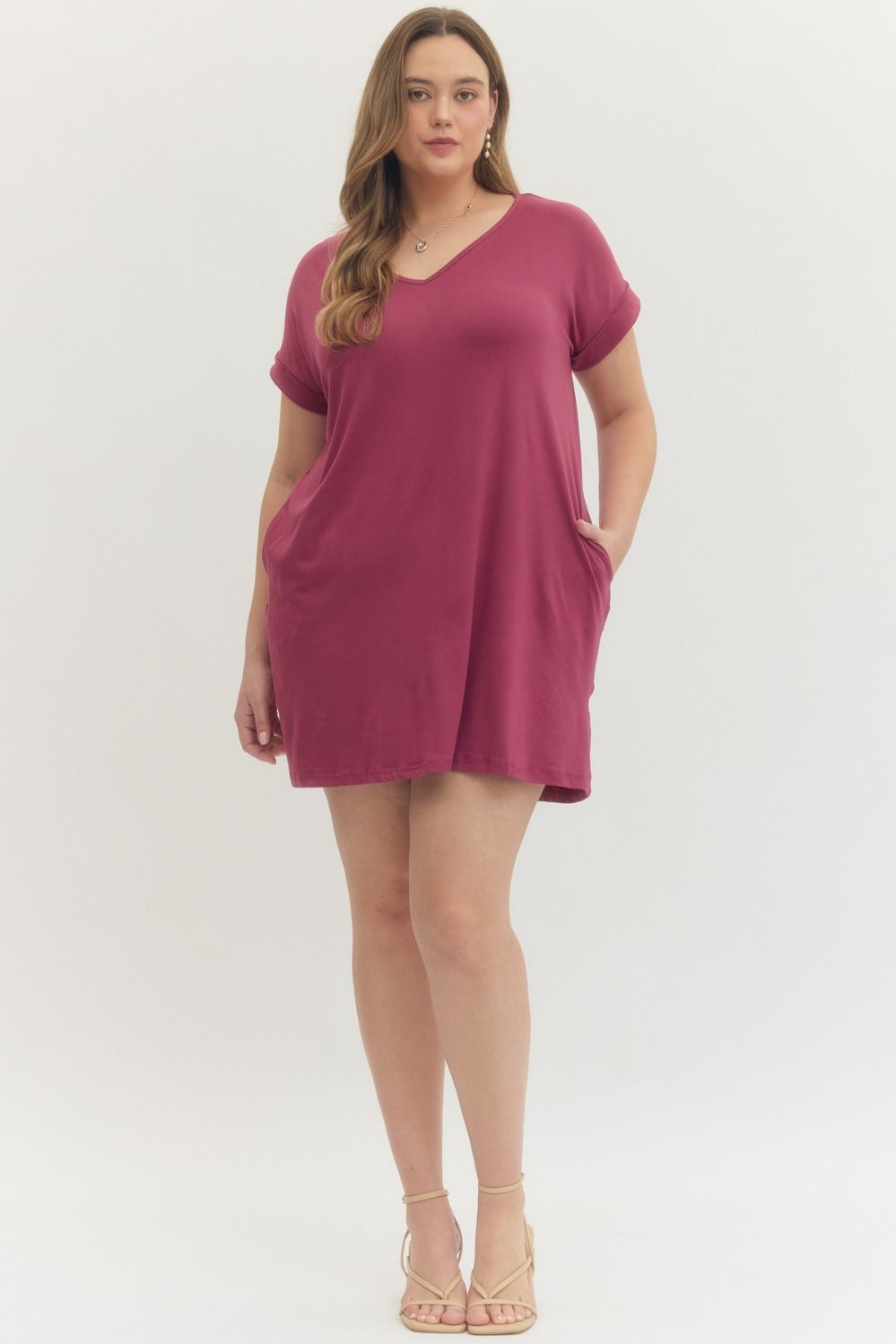 Everyday Ease T-Shirt Dress – Berry