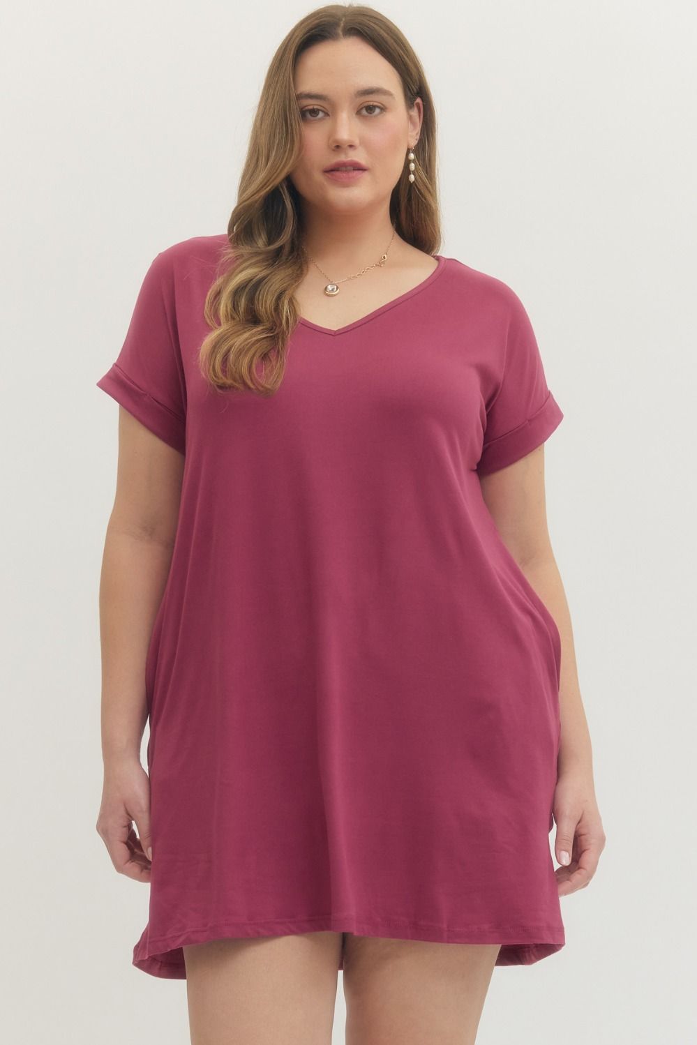 Everyday Ease T-Shirt Dress – Berry