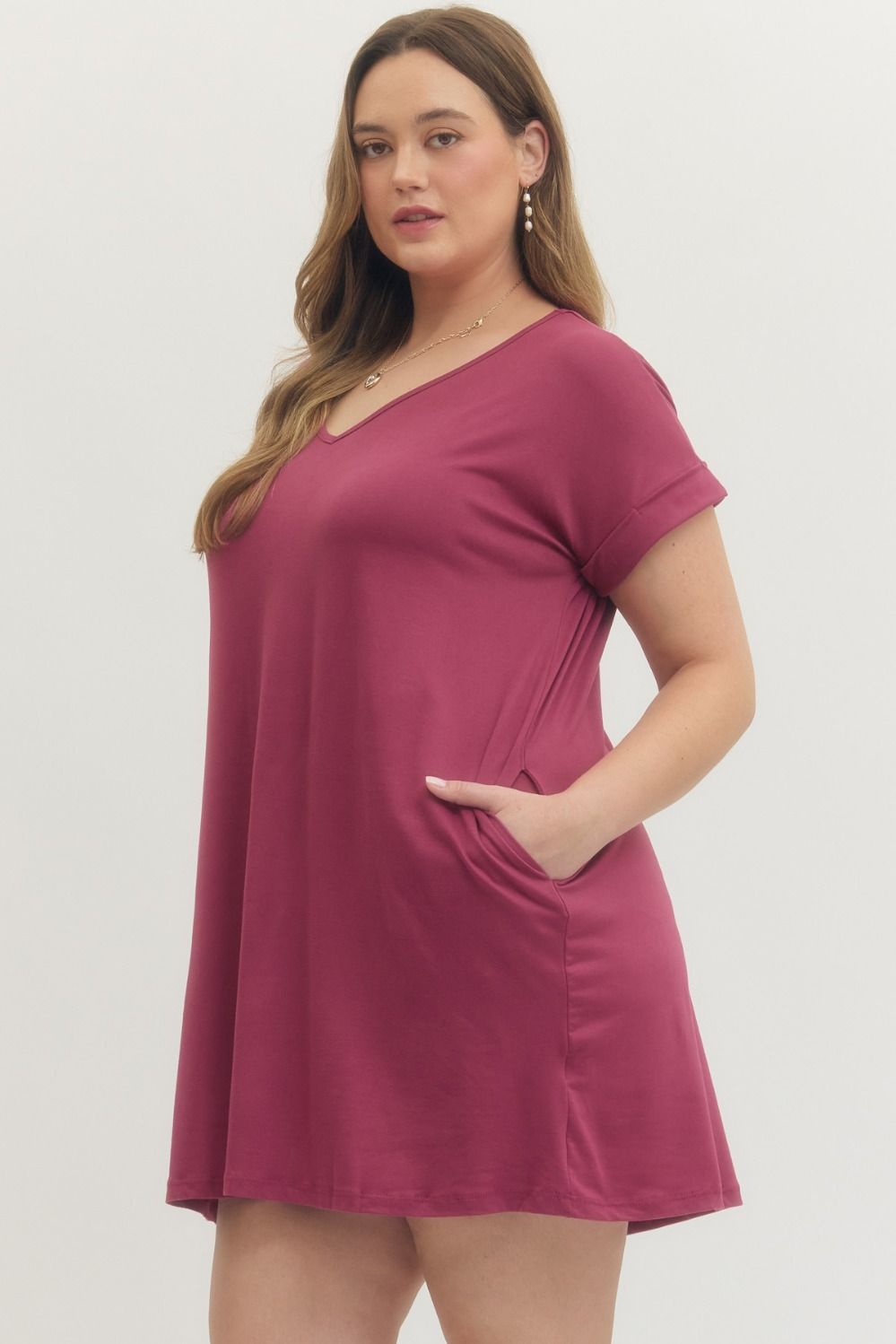 Everyday Ease T-Shirt Dress – Berry
