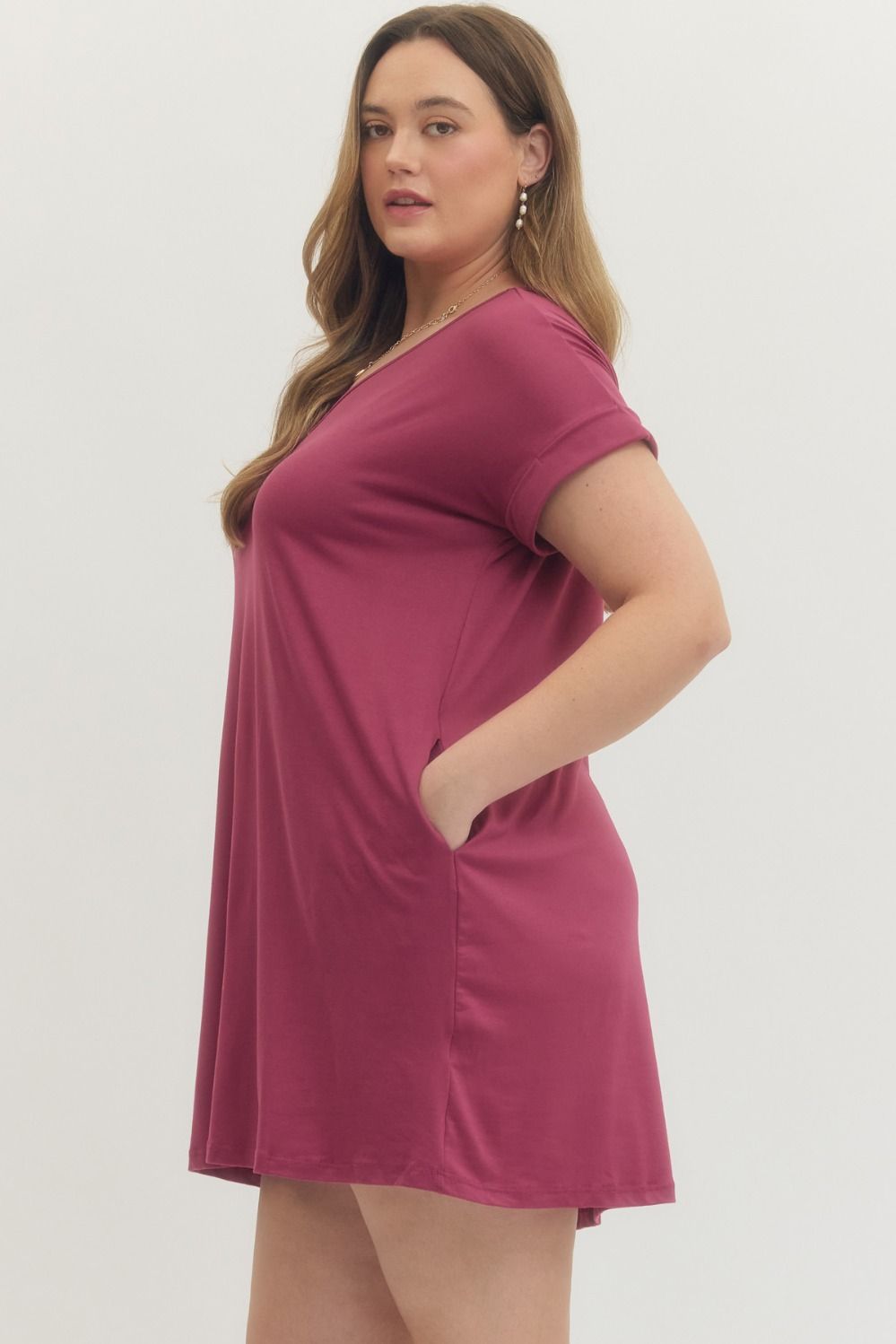 Everyday Ease T-Shirt Dress – Berry
