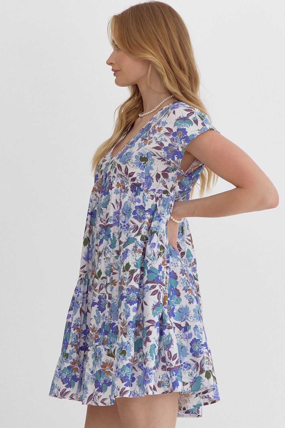 Blue Blossom Tiered Babydoll Dress