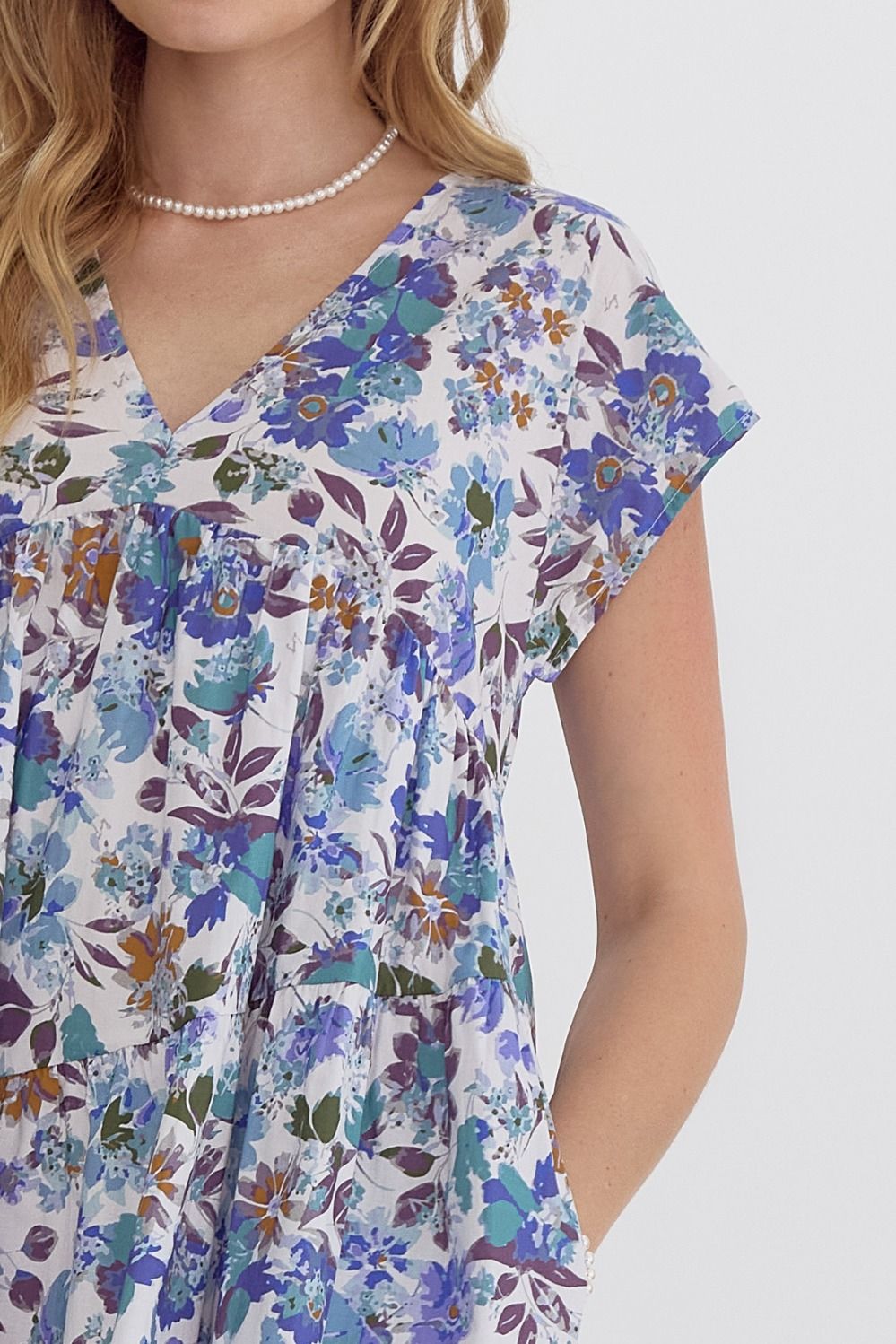Blue Blossom Tiered Babydoll Dress