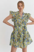 Garden Breeze Tiered Mini Dress - Lime Green