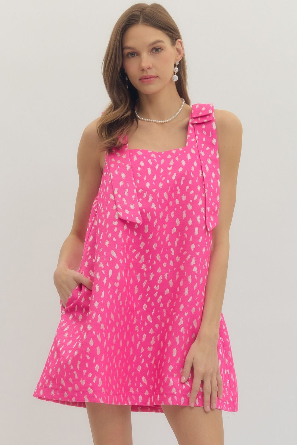Pink Pop Bow Strap Dress