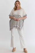 Neutral Stripe Oversized Tunic Top