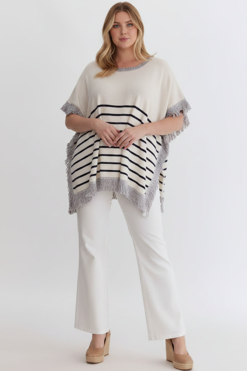 Neutral Stripe Oversized Tunic Top