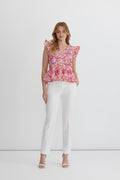 Blush Garden Ruffle Peplum Top