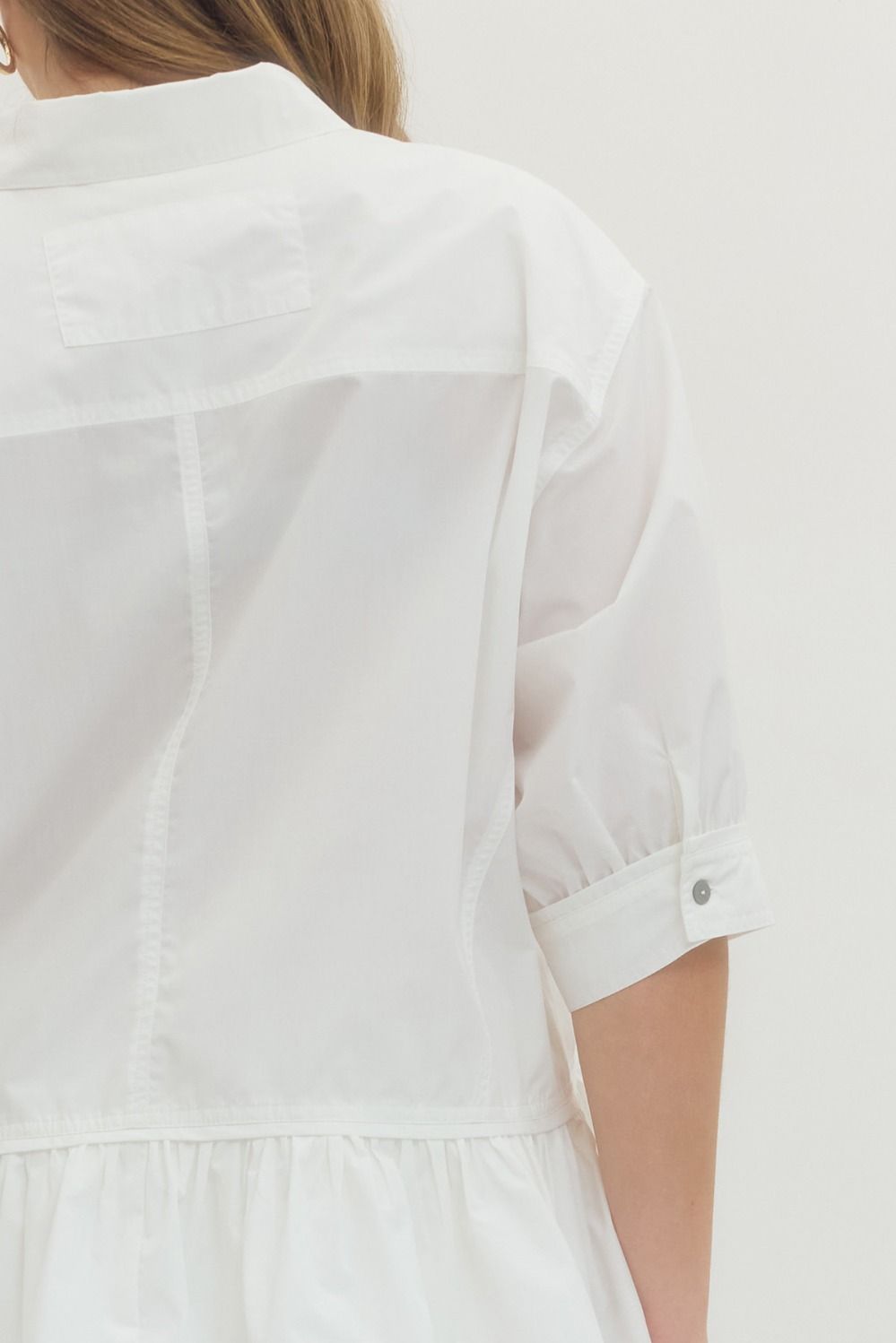 Chic Ruffle Hem Button-Up Blouse (Plus)
