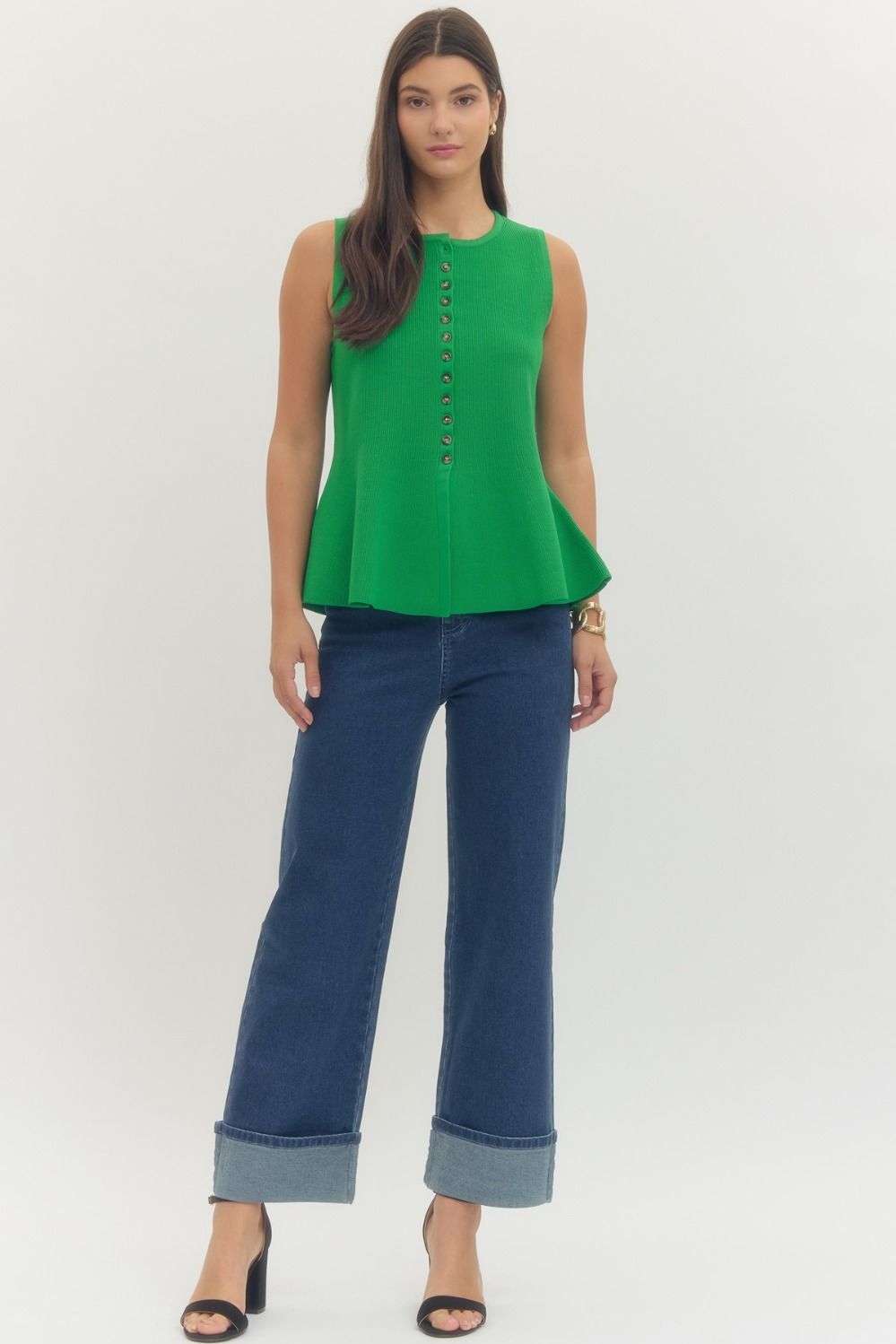 Emerald Elegance Peplum Top