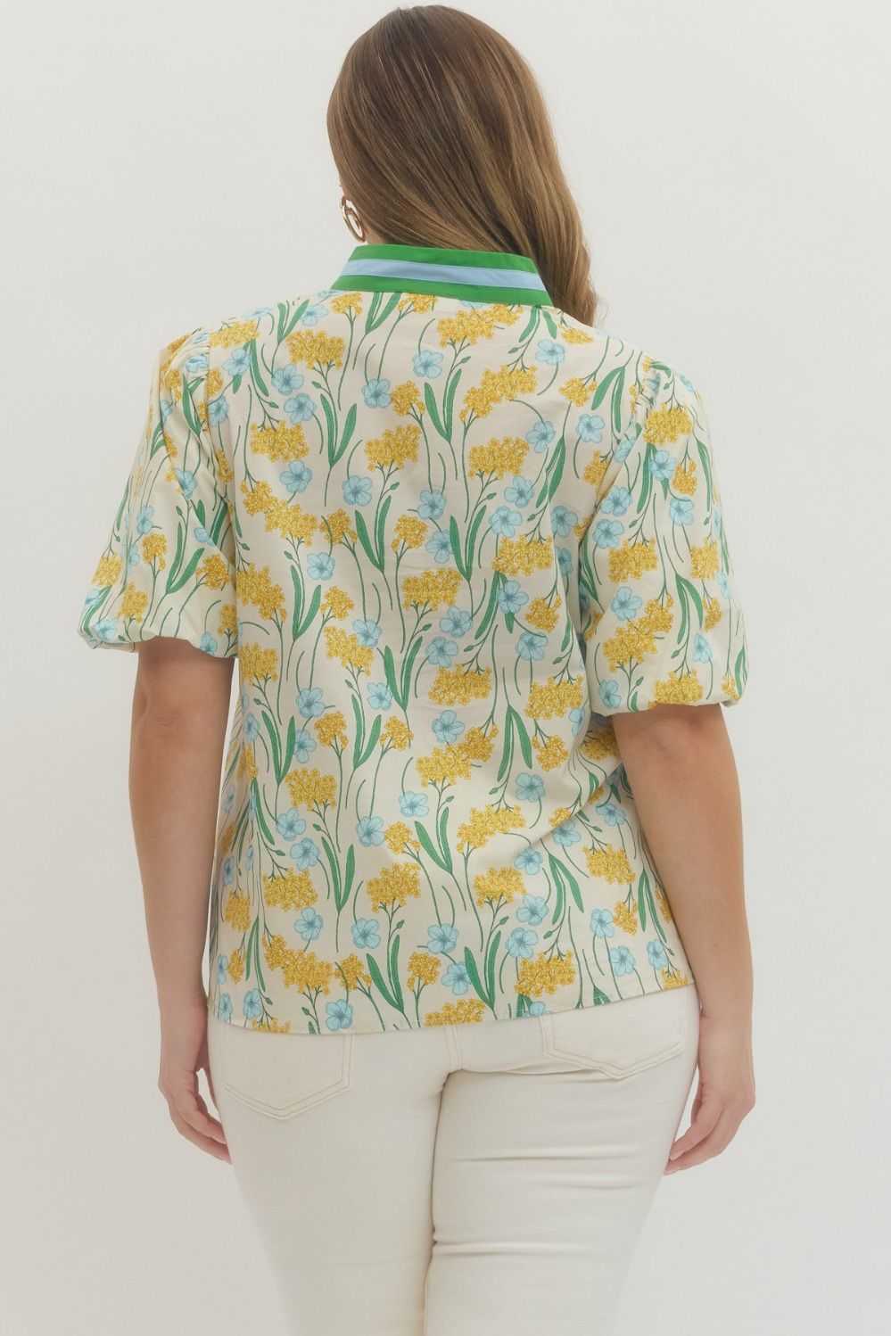 Blooming Garden Contrast Trim Top (Plus)