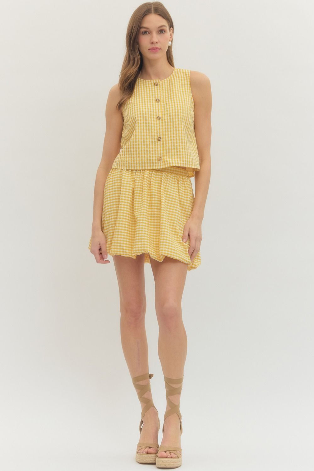 Sunny Days Gingham Button Top