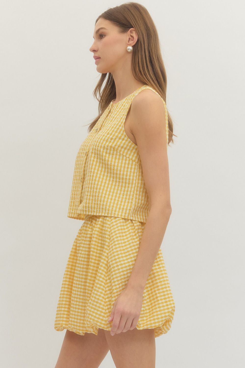 Sunny Days Gingham Button Top
