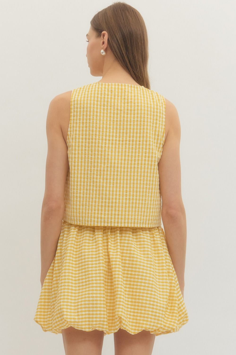 Sunny Days Gingham Button Top