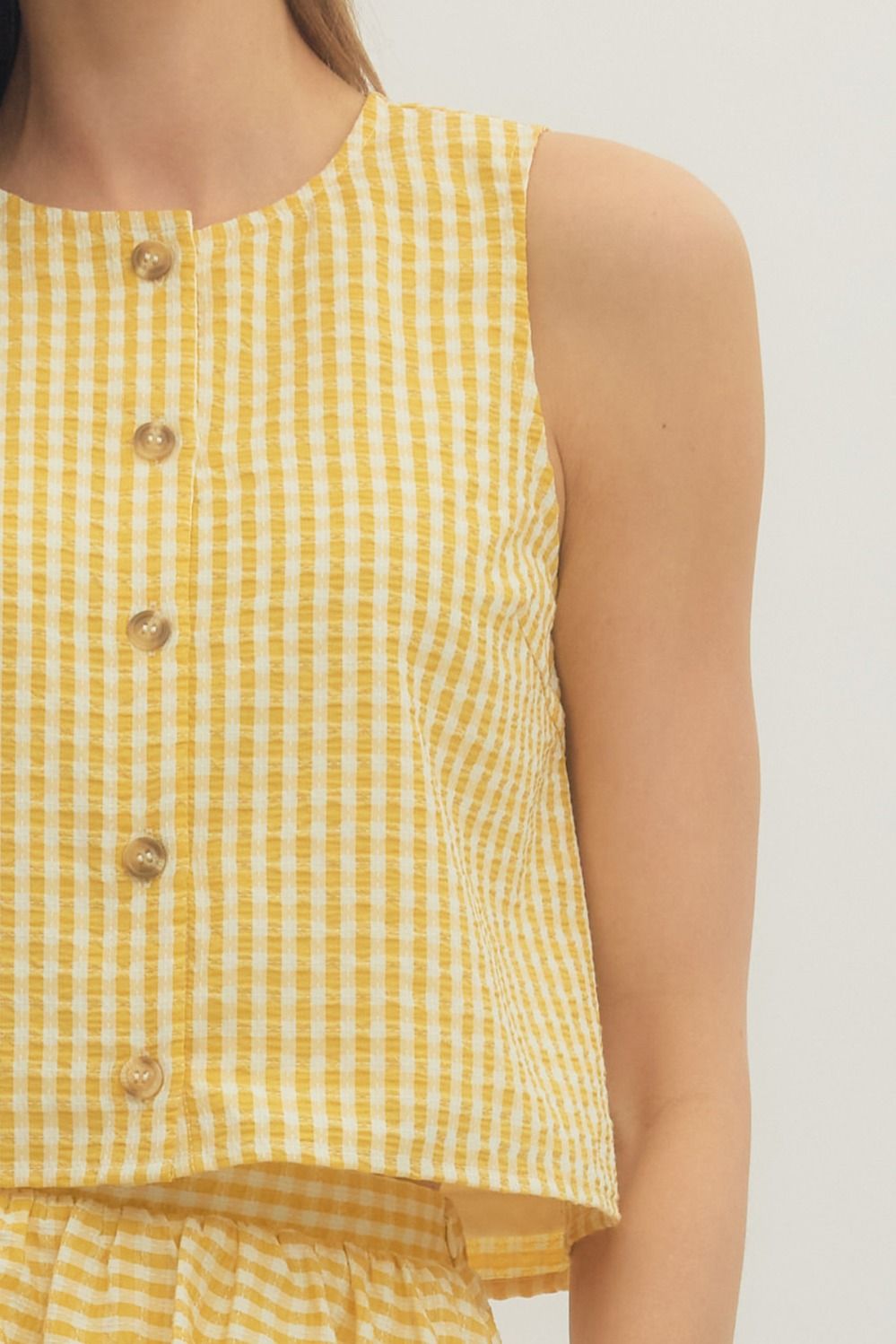 Sunny Days Gingham Button Top