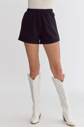 Midnight Luxe Textured Shorts – Black