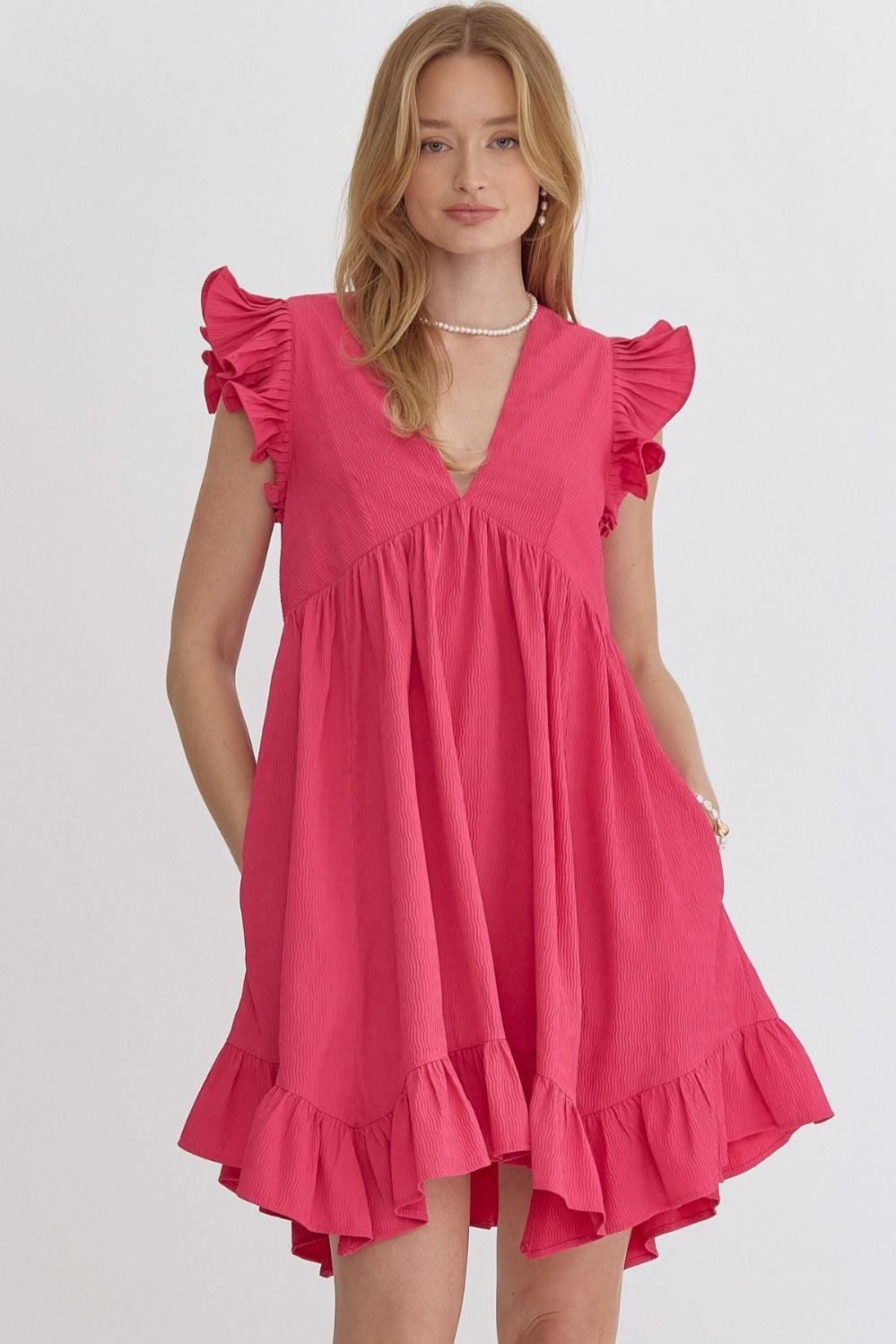 Pretty in Pink Ruffle Babydoll Dress