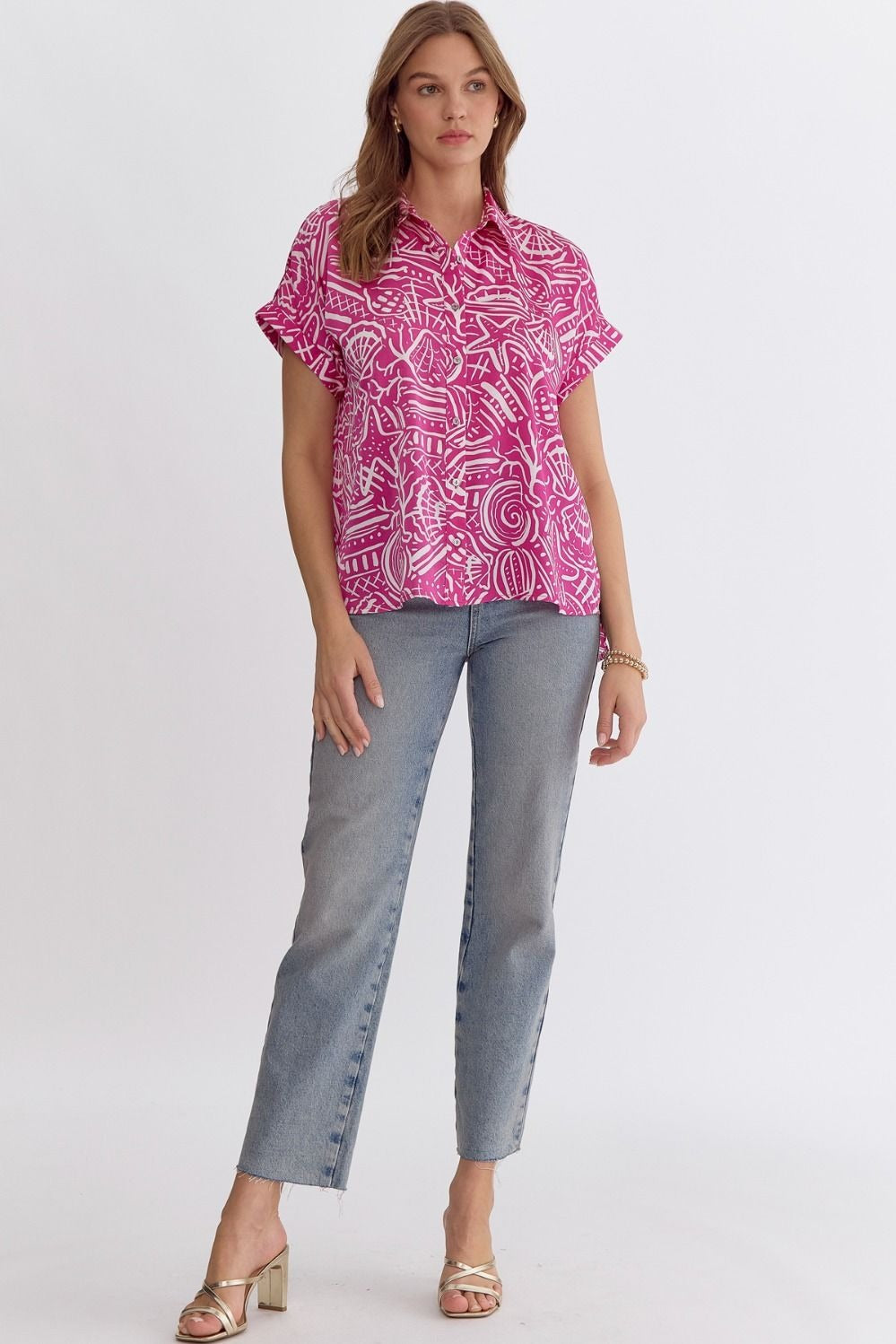 Paradise Coastal Button-Up Top