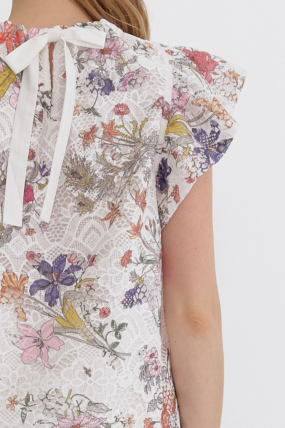 Floral Lace Elegance Blouse – Ivory Multi