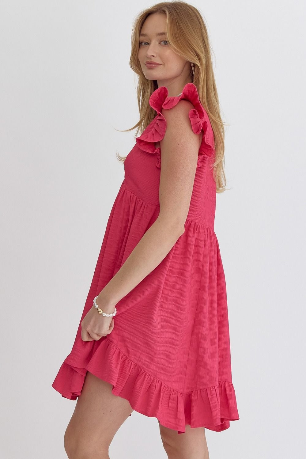 Pretty in Pink Ruffle Babydoll Dress
