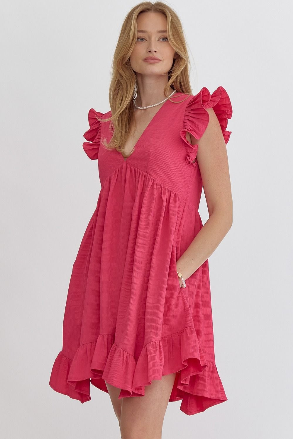 Pretty in Pink Ruffle Babydoll Dress