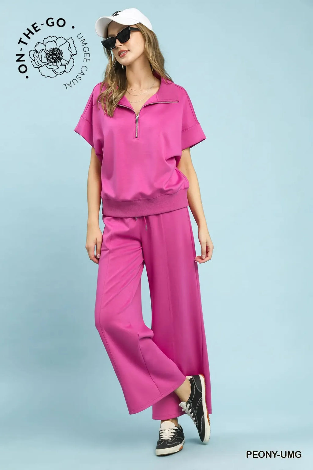 Peony Luxe Half-Zip Relaxed Top