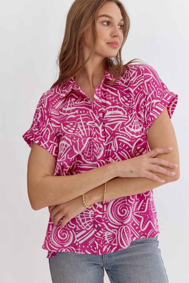 Paradise Coastal Button-Up Top
